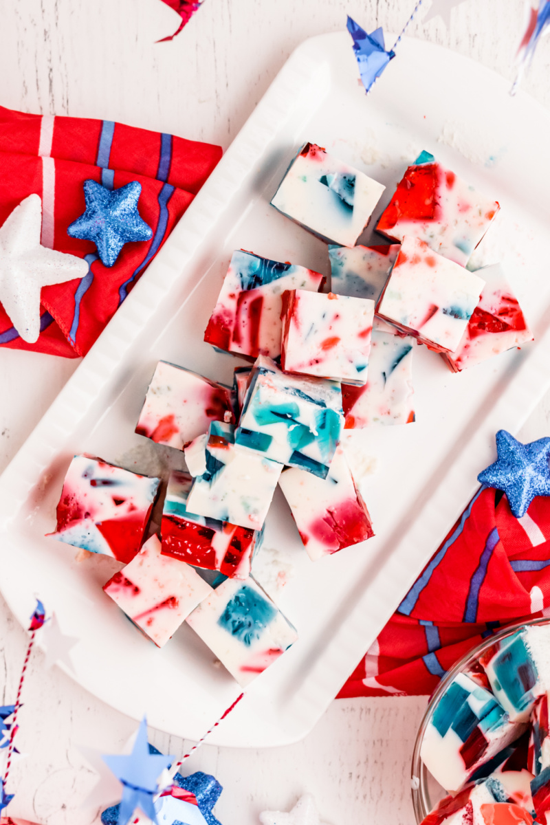 patriotic jello on white plate