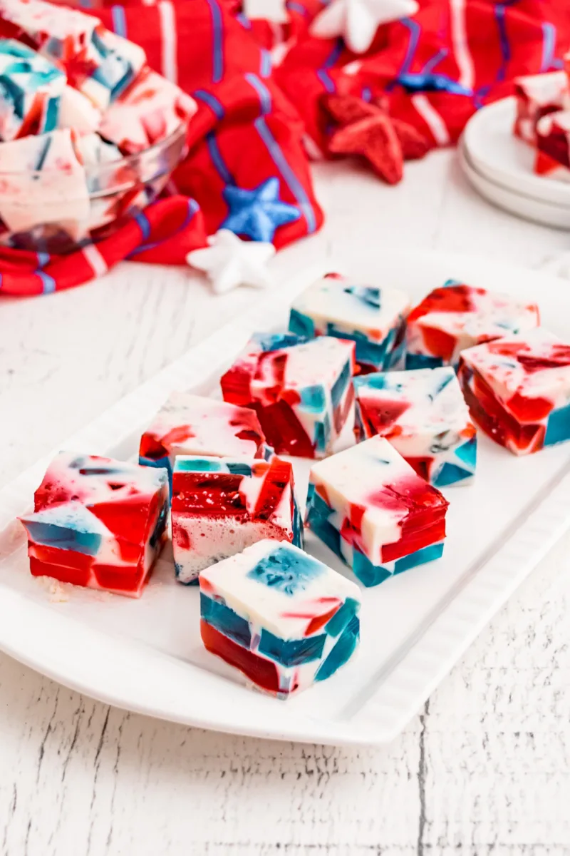 patriotic jello on white plate