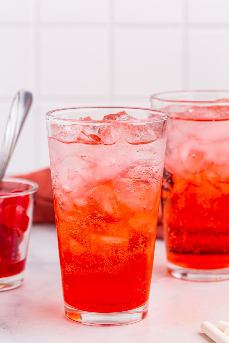 making shirley temples. waiting for cherries