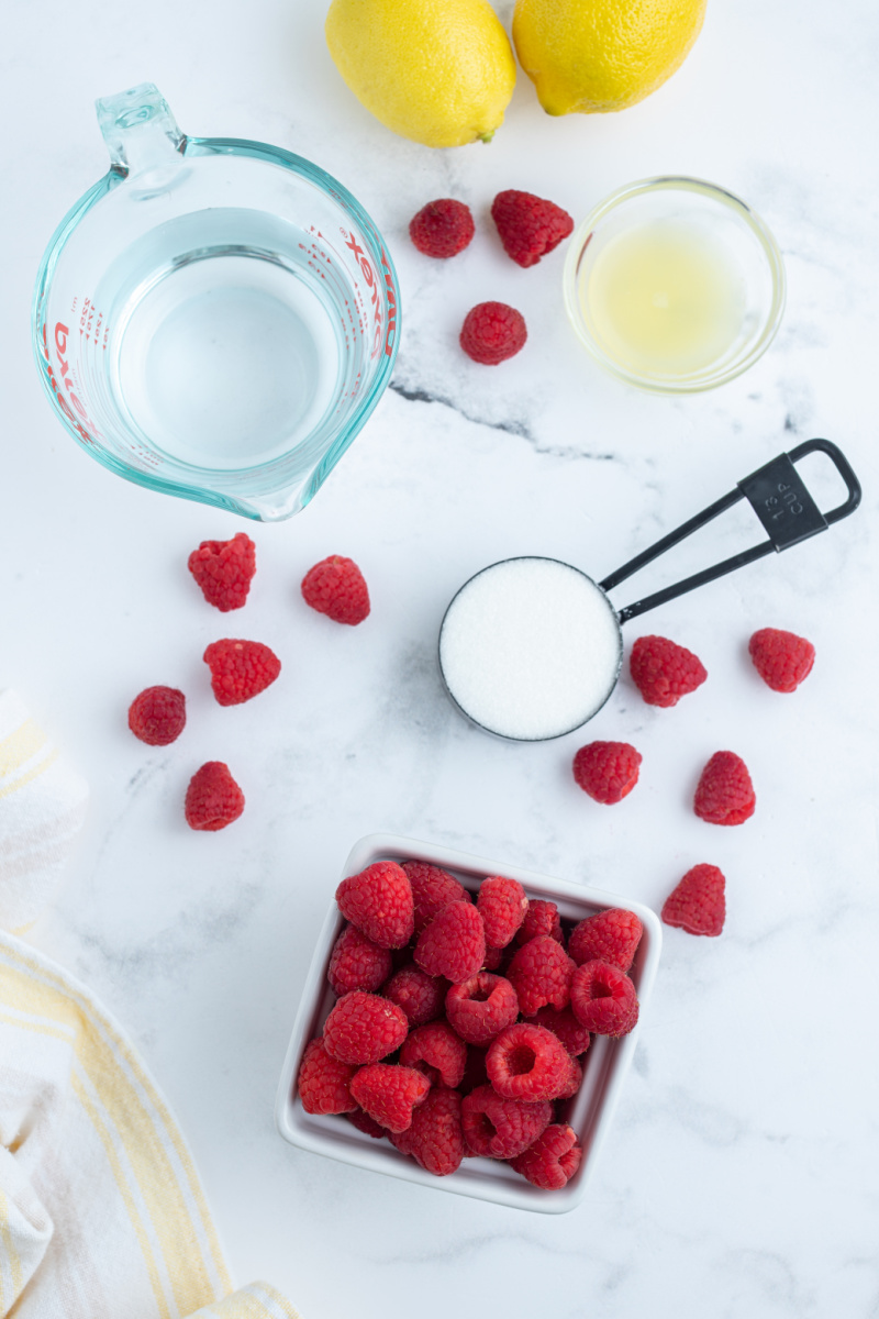 ingredients displayed for making raspberry popsicles