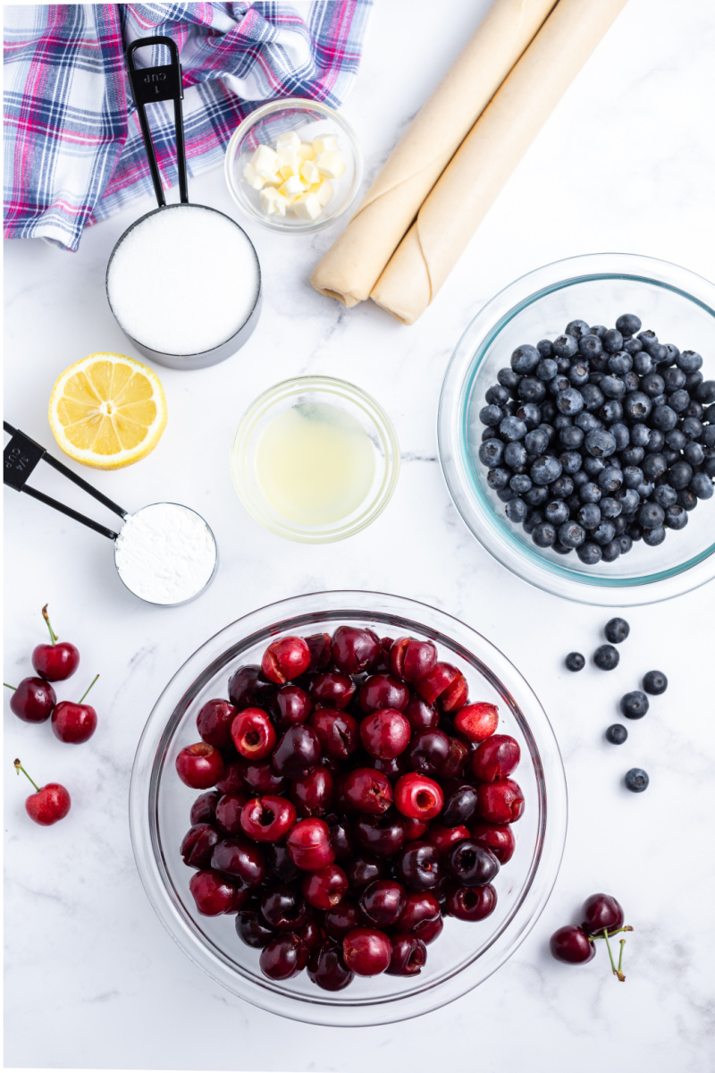 ingredients displayed for making star spangled pie