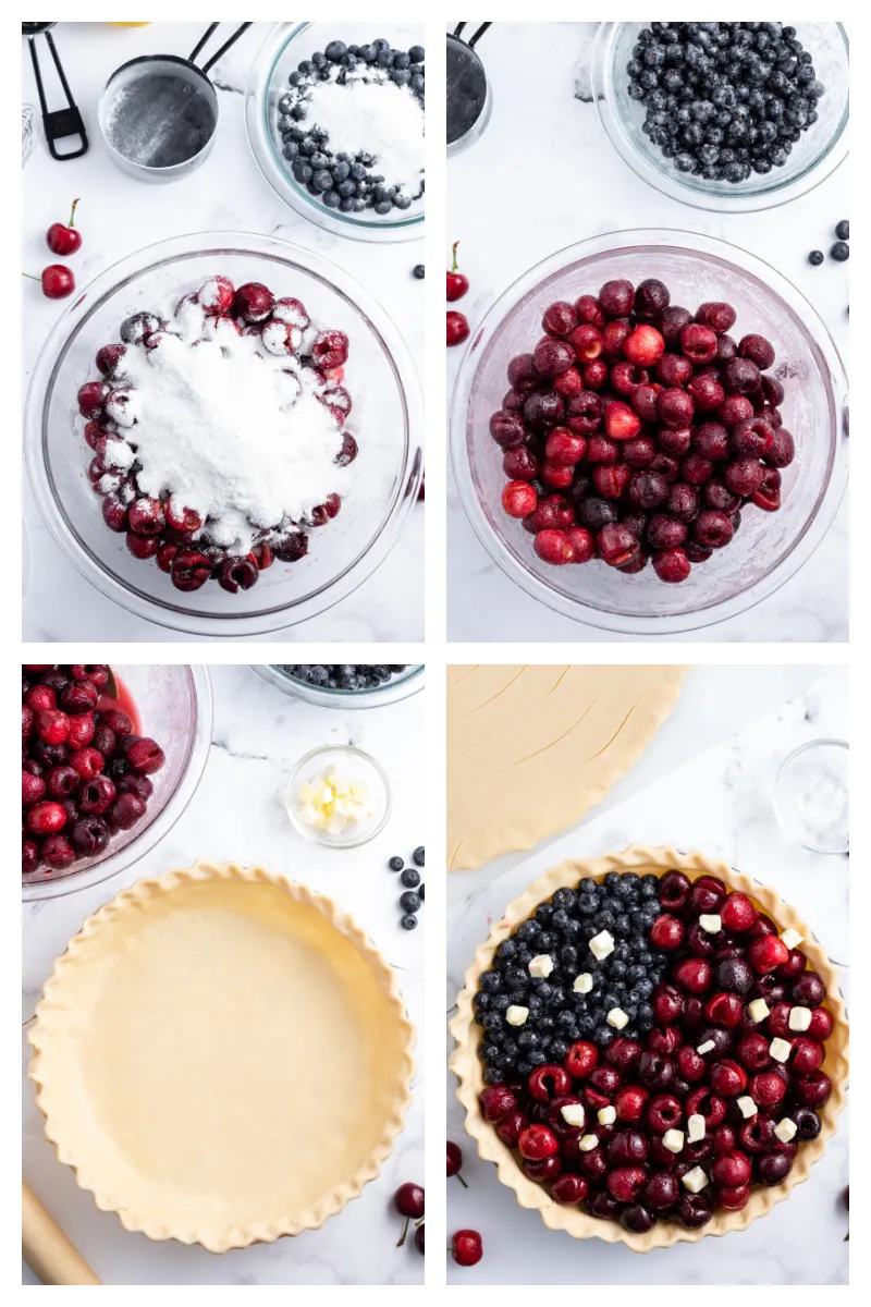 ingredients displayed for making star spangled berry pie