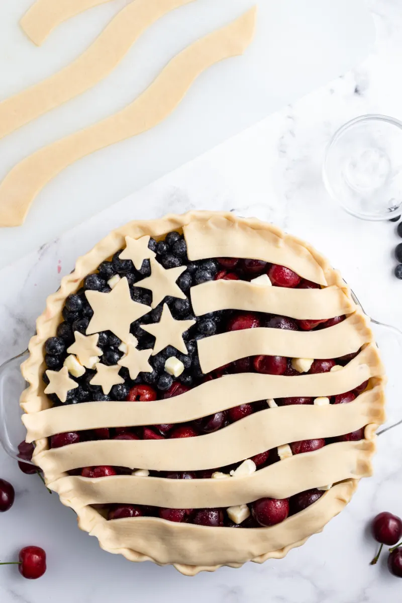 star spangled berry pie ready for the oven