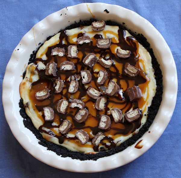 Twix Bar Cheesecake Pie