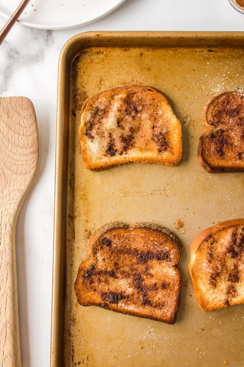 cinnamon toast on a baking sheet