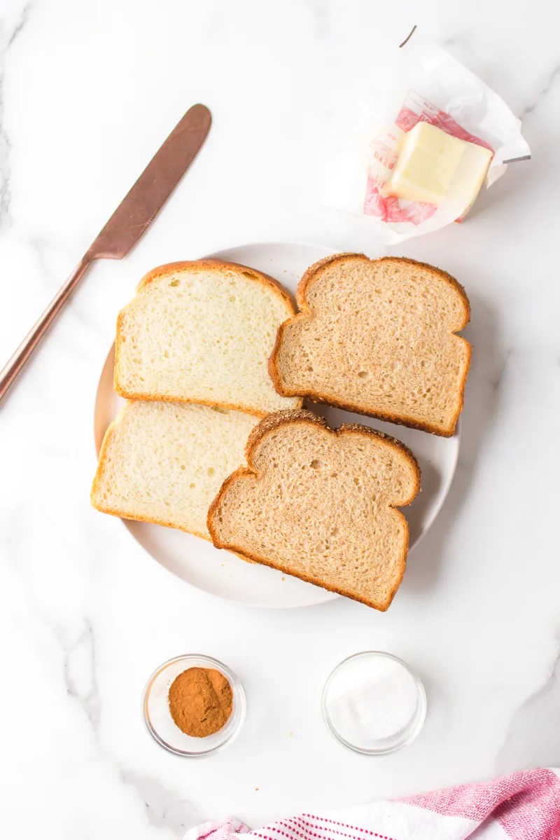 ingredients displayed for making grandma's cinnamon toast