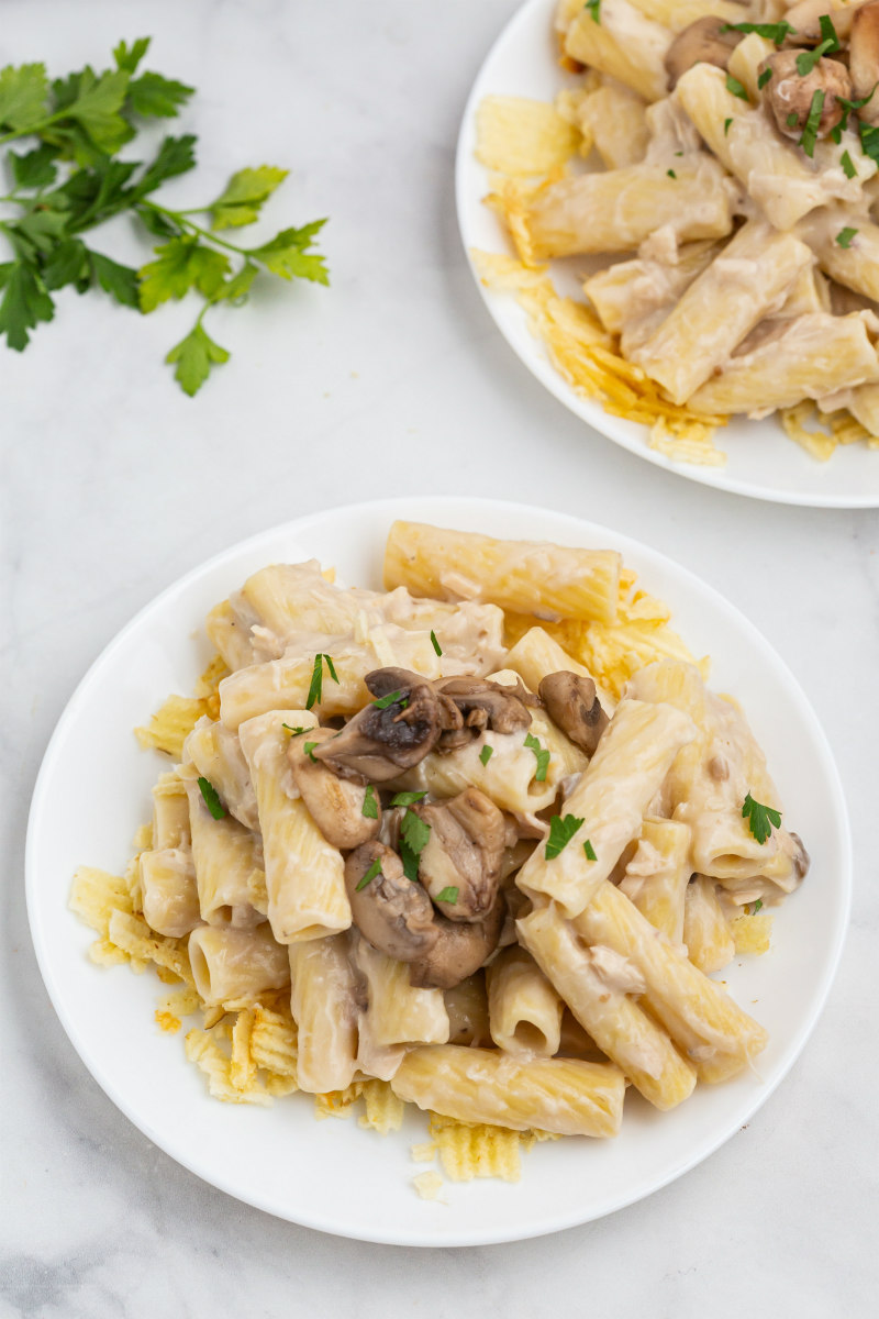 tuna casserole on white plate