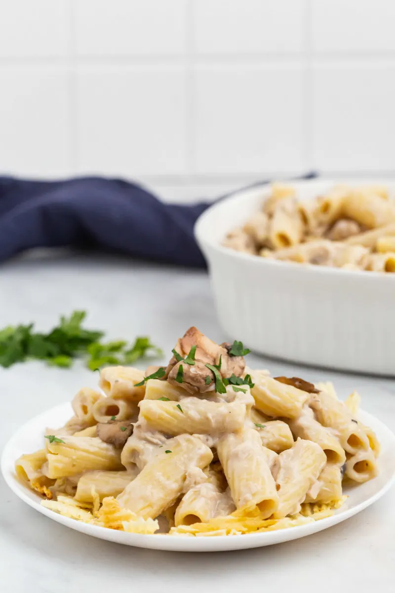 tuna casserole on a white plate