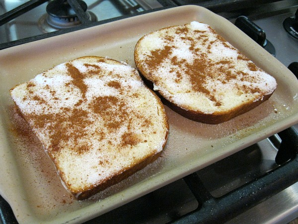 Cinnamon Toast going into the oven
