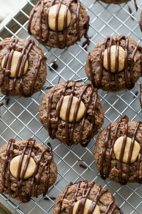 Peanut Butter Brownie Cookies with Chocolate Drizzle