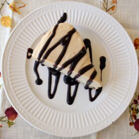 slice of peanut butter pie on a white plate