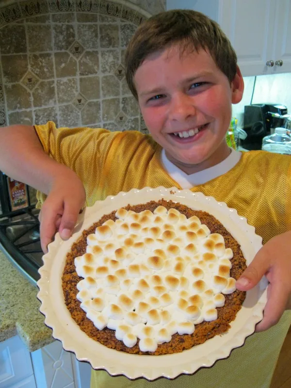 RecipeBoy holding S'Mores Pie