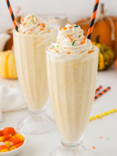 two pumpkin pie milkshakes