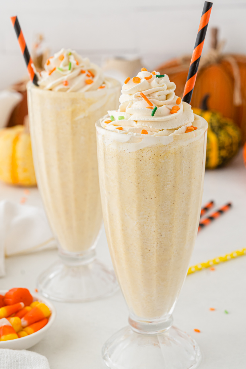 two pumpkin pie milkshakes