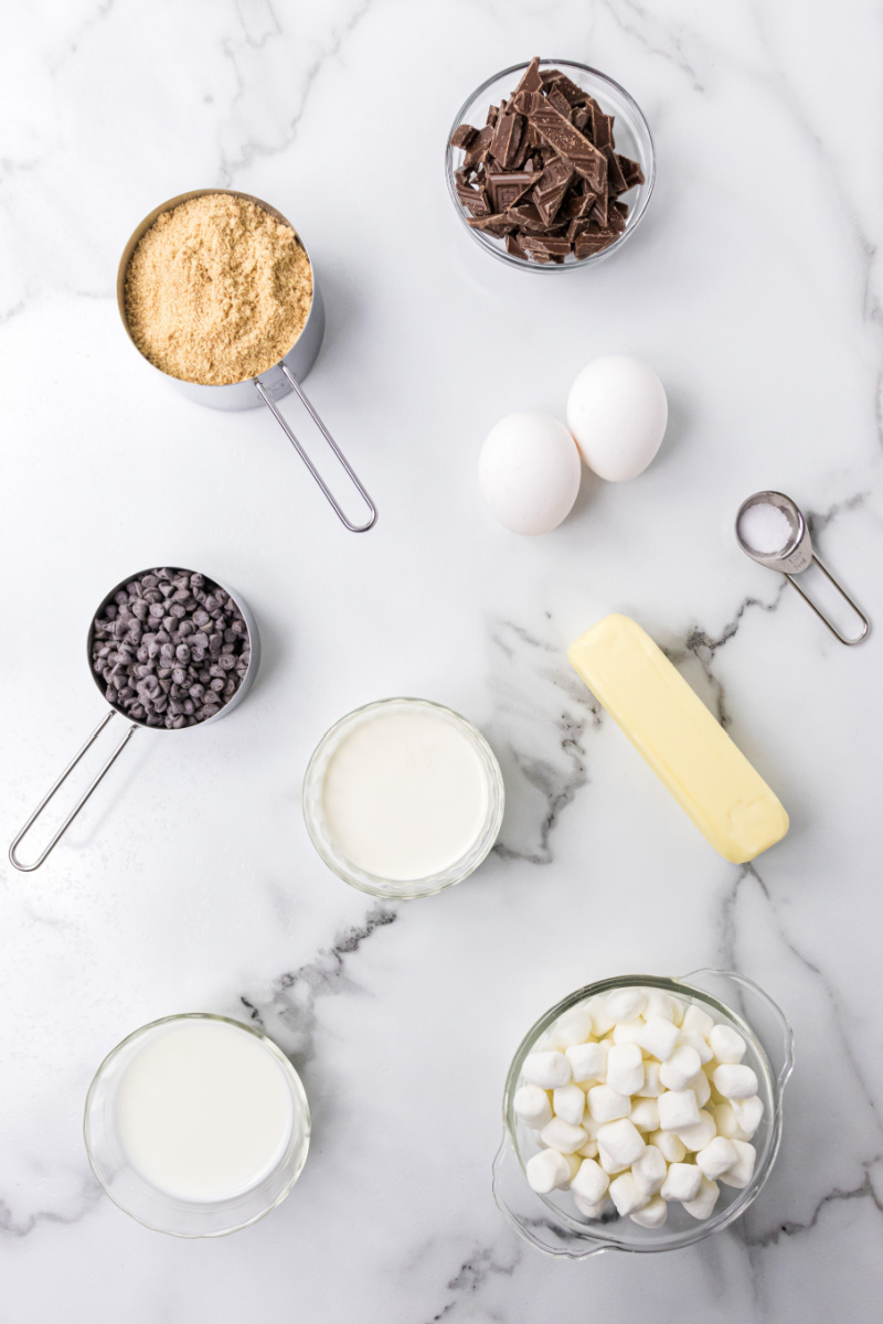 ingredients displayed for making S'Mores Pie