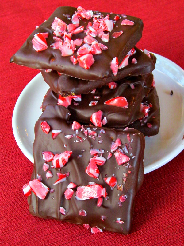 candy cane grahams stacked on a white plate