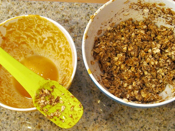 making Pumpkin Granola- the batter