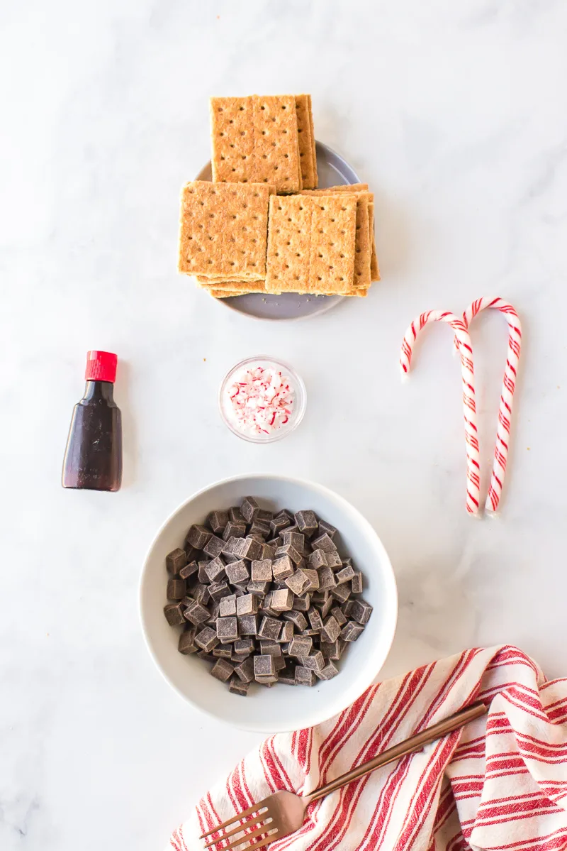 ingredients displayed for making candy cane grahams