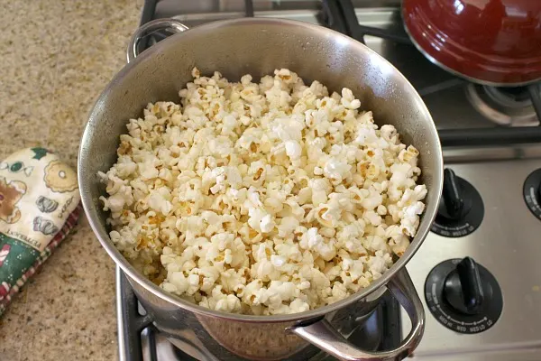 Pan of Kettle Corn on stove