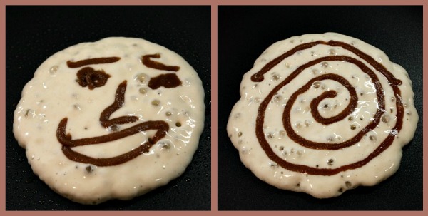 making Maple Cinnamon Roll Pancakes