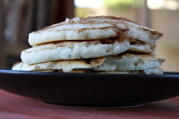stack of Maple Cinnamon Roll Pancakes