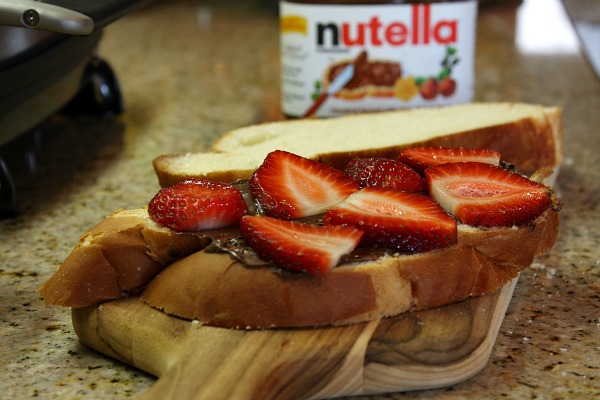 making Strawberry Nutella Panini