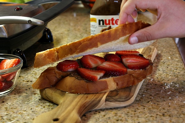 making Strawberry Nutella Panini