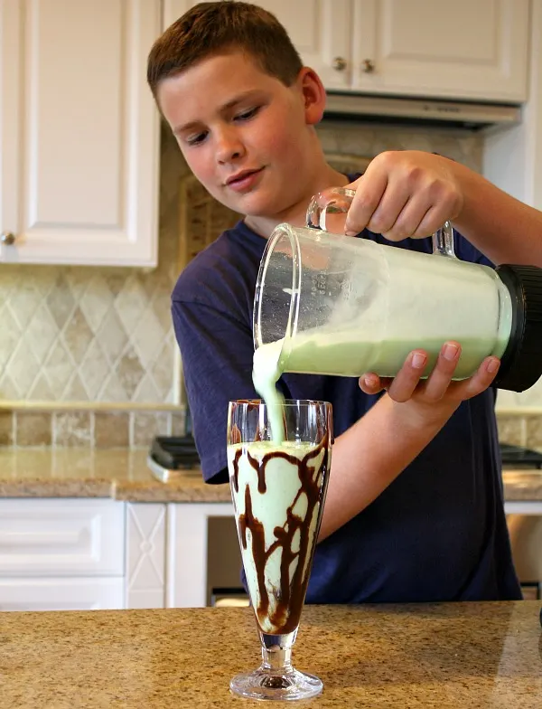 Pouring a Shamrock Shake