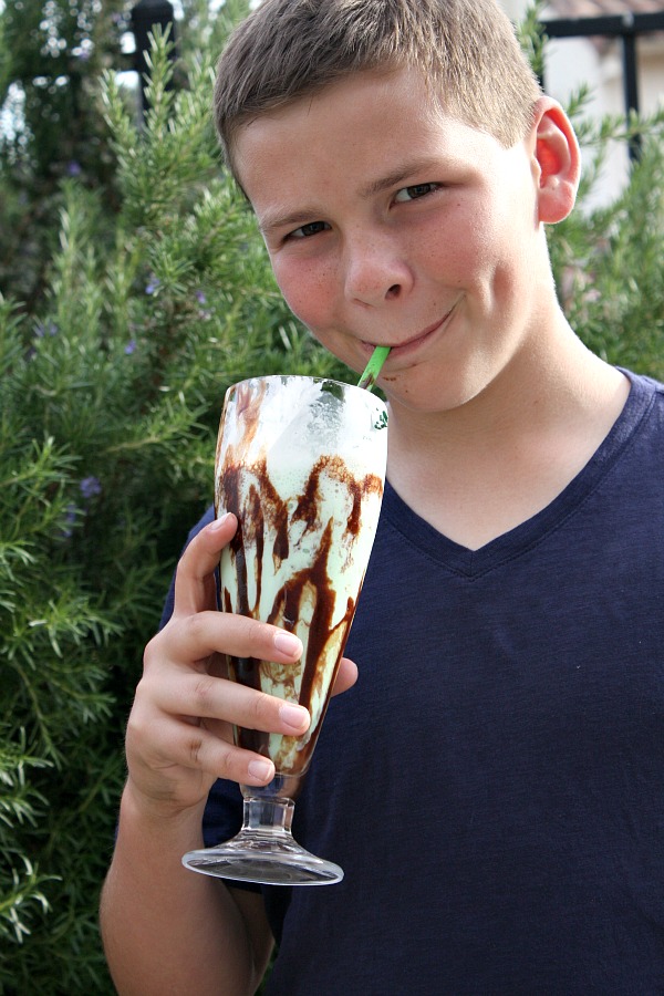 RecipeBoy drinking a Shamrock Shake