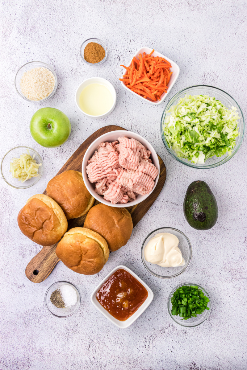 ingredients displayed for making jerk turkey burgers