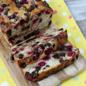 Raspberry Dark Chocolate Banana Bread