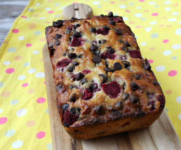 Loaf of Raspberry Dark Chocolate Banana Bread