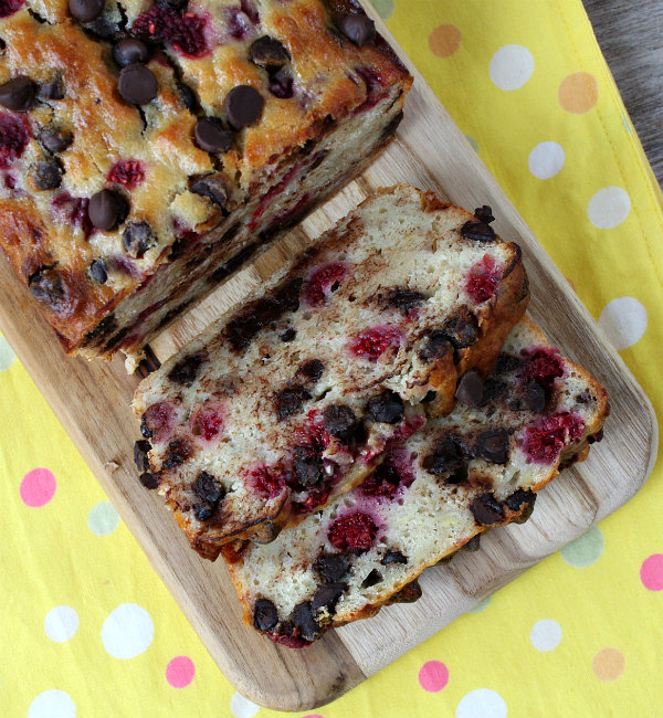 Raspberry Dark Chocolate Banana Bread 