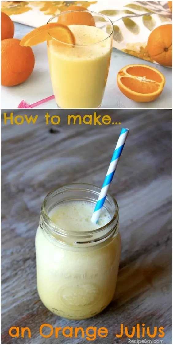 Pinterest collage image for how to make an orange julius