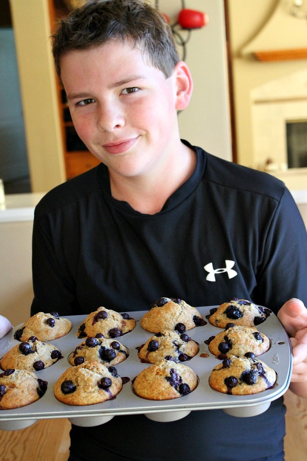 RecipeBoy with Healthy Banana Blueberry Muffins