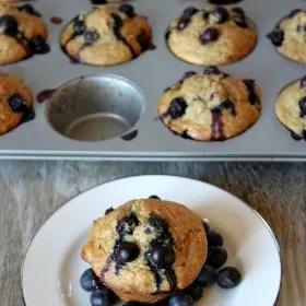 Healthy Banana Blueberry Muffins