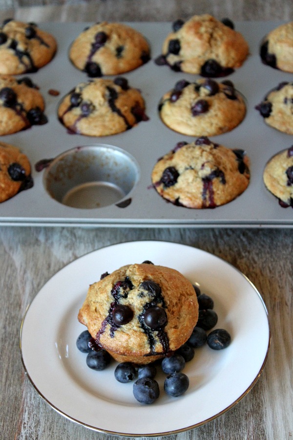 Healthy Banana Blueberry Muffins