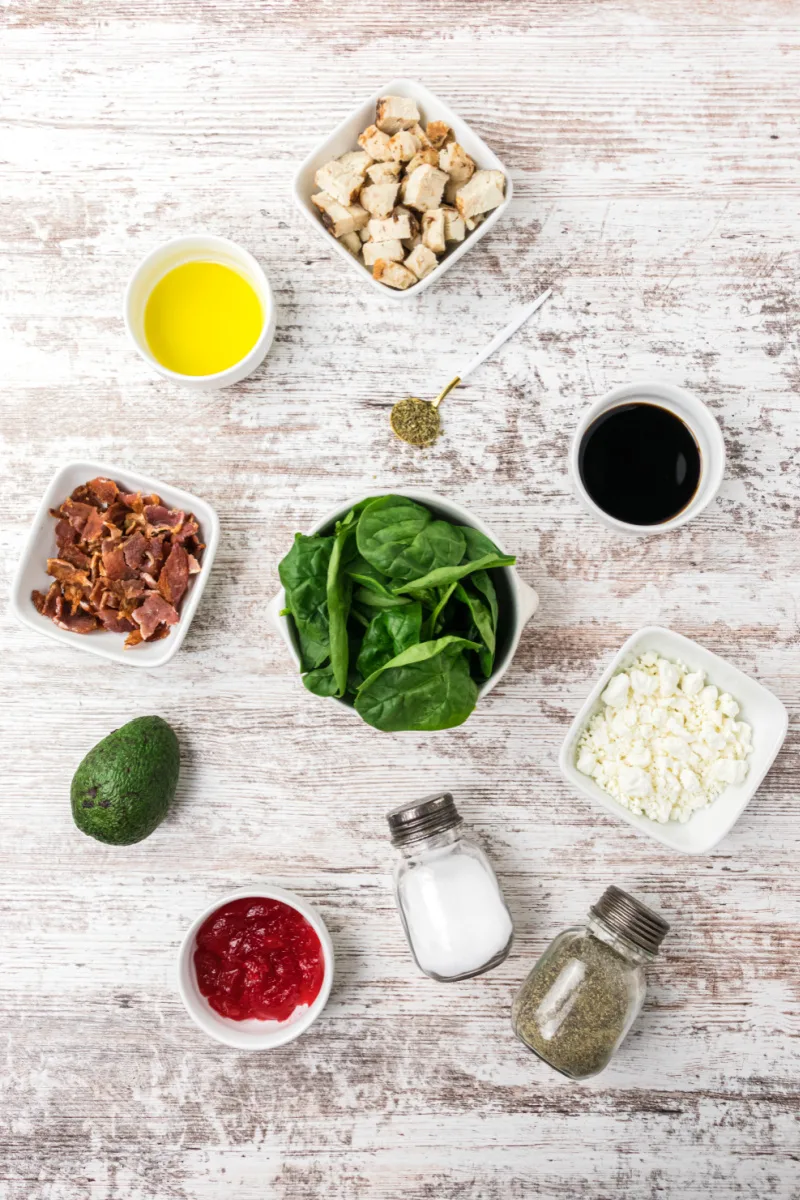 ingredients displayed for making the best spinach salad