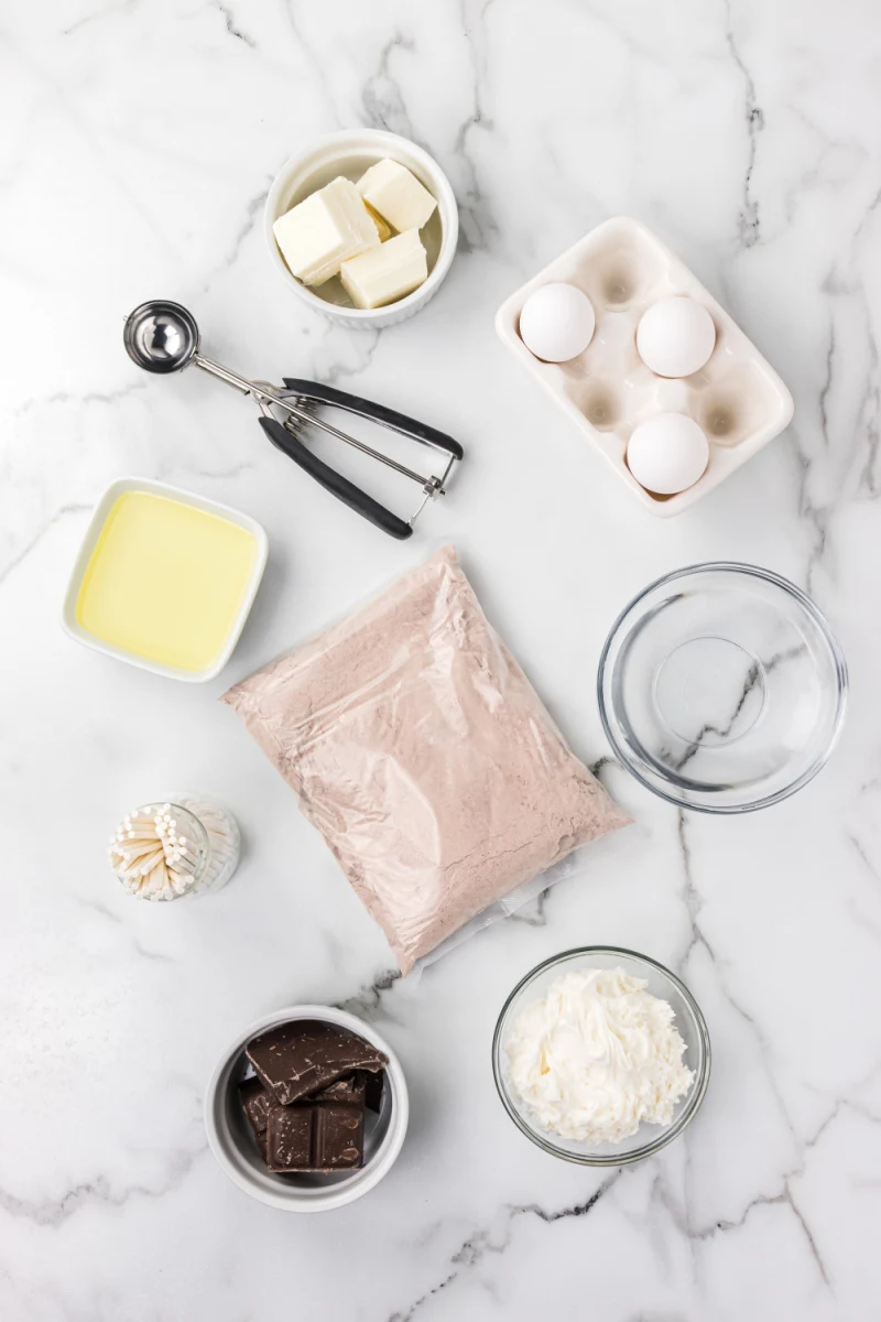 ingredients displayed for making red velvet cake pops