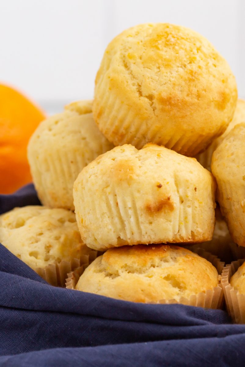 stack of orange ricotta muffins