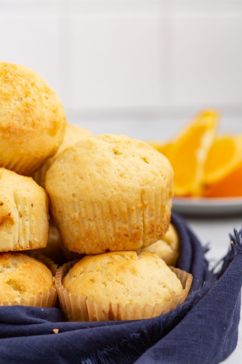 stack of orange ricotta muffins