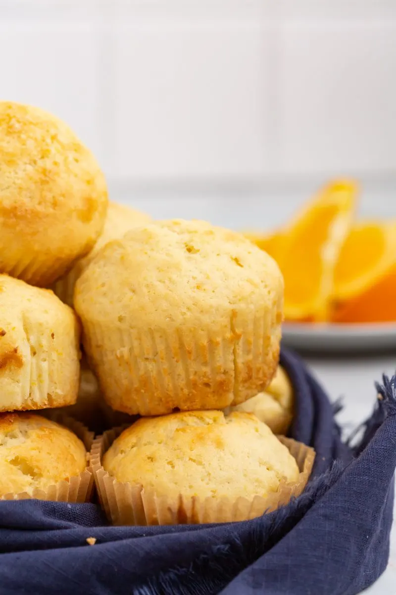 stack of orange ricotta muffins