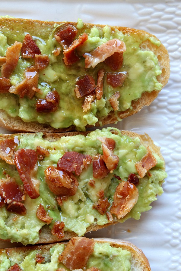 Avocado Toast topped with Bacon and Honey