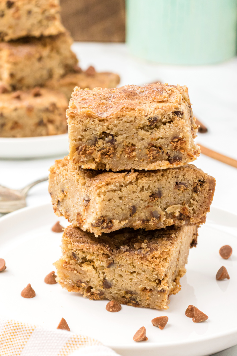 stack of three snickerdoodle blondies