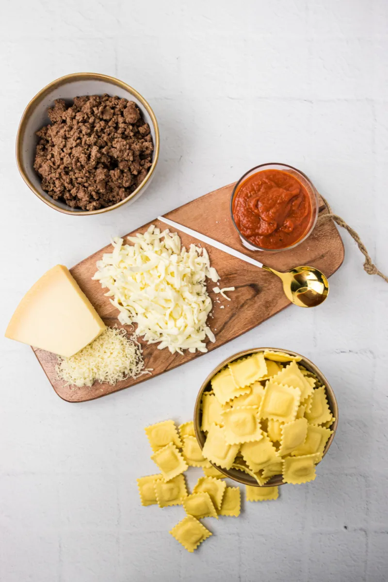 ingredients displayed for making ravioli cupcakes