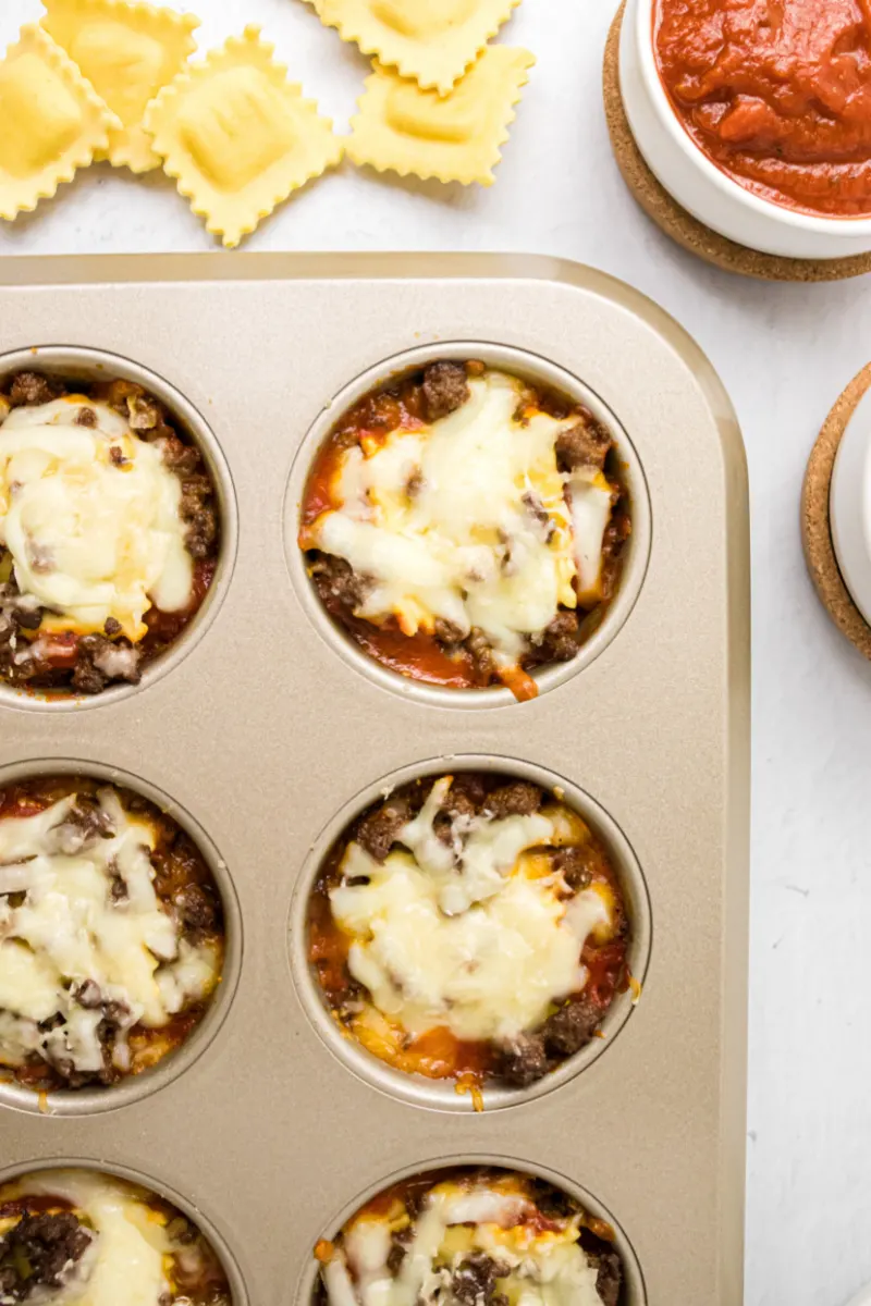 ravioli cupcakes in a pan