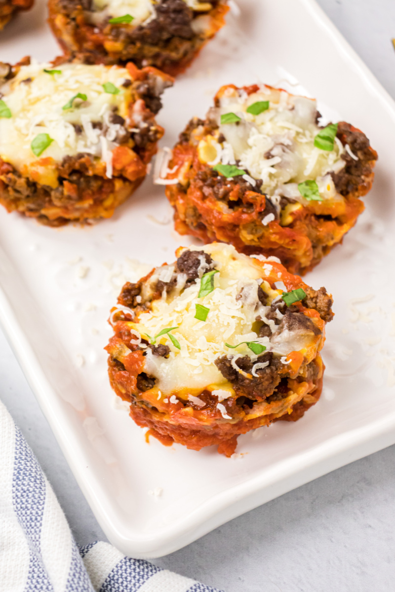 ravioli cupcakes on a white platter