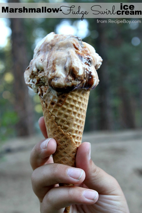 Marshmallow- Fudge Swirl Ice Cream - from RecipeBoy.com