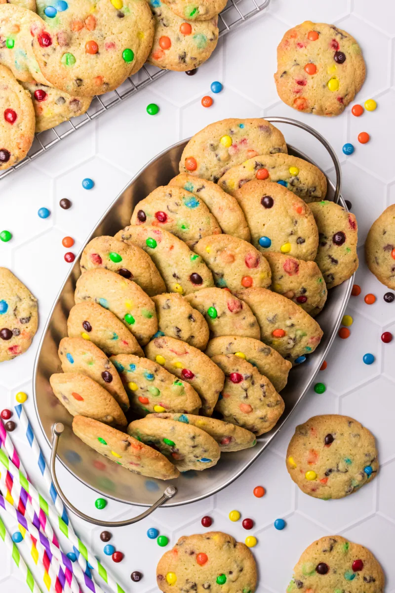 platter of M&M cookies