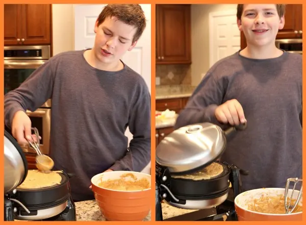 making Pumpkin Waffles 